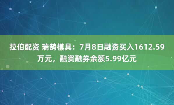 拉伯配资 瑞鹄模具：7月8日融资买入1612.59万元，融资融券余额5.99亿元